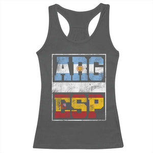 Retro ARG ESP Argentina Espana Flag Typography Graphic Racerback Tank Top Country Code Vintage Argentine Spainish Pride