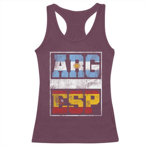 Retro ARG ESP Argentina Espana Flag Typography Graphic Racerback Tank Top Country Code Vintage Argentine Spainish Pride