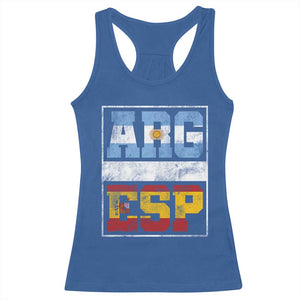 Retro ARG ESP Argentina Espana Flag Typography Graphic Racerback Tank Top Country Code Vintage Argentine Spainish Pride