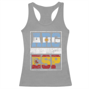 Retro ARG ESP Argentina Espana Flag Typography Graphic Racerback Tank Top Country Code Vintage Argentine Spainish Pride