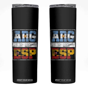 Retro ARG ESP Argentina Espana Flag Typography Graphic Skinny Tumbler Country Code Vintage Argentine Spainish Pride