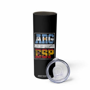 Retro ARG ESP Argentina Espana Flag Typography Graphic Skinny Tumbler Country Code Vintage Argentine Spainish Pride