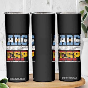 Retro ARG ESP Argentina Espana Flag Typography Graphic Skinny Tumbler Country Code Vintage Argentine Spainish Pride