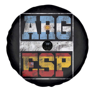 Retro ARG ESP Argentina Espana Flag Typography Graphic Spare Tire Cover Country Code Vintage Argentine Spainish Pride