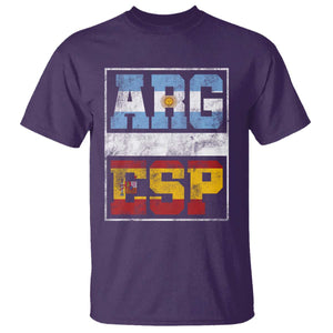 Retro ARG ESP Argentina Espana Flag Typography Graphic T Shirt Country Code Vintage Argentine Spainish Pride