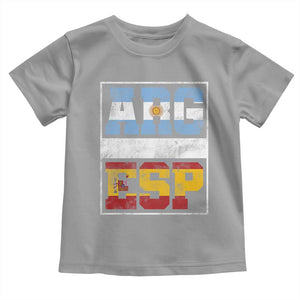 Retro ARG ESP Argentina Espana Flag Typography Graphic Toddler T Shirt Country Code Vintage Argentine Spainish Pride