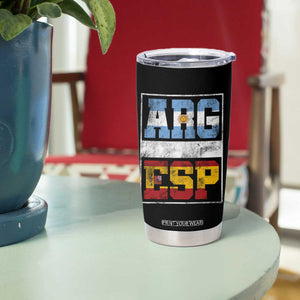 Retro ARG ESP Argentina Espana Flag Typography Graphic Tumbler Cup Country Code Vintage Argentine Spainish Pride