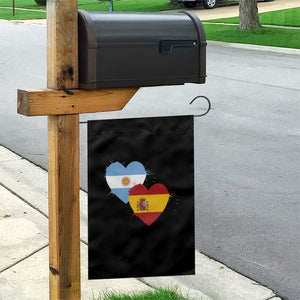 Argentina Spain Flag Two Hearts Graphic Garden Flag Dual Argentine Spanish Heritage Love Pride