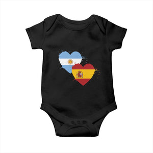 Argentina Spain Flag Two Hearts Graphic Baby Onesie Dual Argentine Spanish Heritage Love Pride