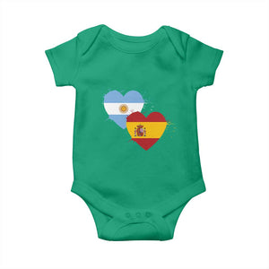 Argentina Spain Flag Two Hearts Graphic Baby Onesie Dual Argentine Spanish Heritage Love Pride