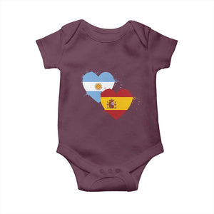 Argentina Spain Flag Two Hearts Graphic Baby Onesie Dual Argentine Spanish Heritage Love Pride
