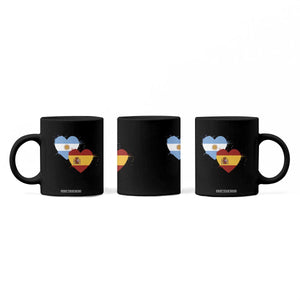 Argentina Spain Flag Two Hearts Graphic Coffee Mug Dual Argentine Spanish Heritage Love Pride
