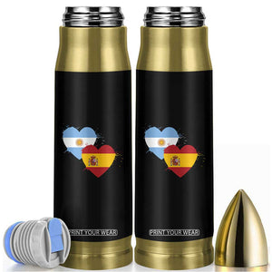 Argentina Spain Flag Two Hearts Graphic Bullet Tumbler Dual Argentine Spanish Heritage Love Pride