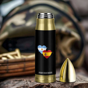 Argentina Spain Flag Two Hearts Graphic Bullet Tumbler Dual Argentine Spanish Heritage Love Pride