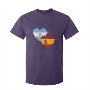 Argentina Spain Flag Two Hearts Graphic T Shirt For Kid Dual Argentine Spanish Heritage Love Pride