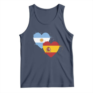 Argentina Spain Flag Two Hearts Graphic Tank Top Dual Argentine Spanish Heritage Love Pride