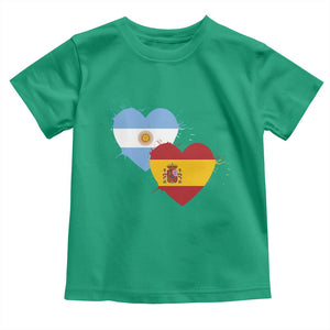 Argentina Spain Flag Two Hearts Graphic Toddler T Shirt Dual Argentine Spanish Heritage Love Pride