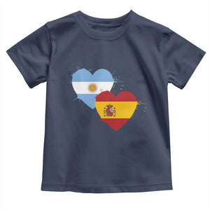 Argentina Spain Flag Two Hearts Graphic Toddler T Shirt Dual Argentine Spanish Heritage Love Pride