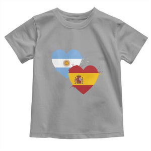 Argentina Spain Flag Two Hearts Graphic Toddler T Shirt Dual Argentine Spanish Heritage Love Pride