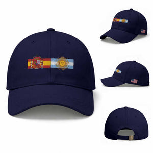 Spain Argentina Dual Flag Graphic Baseball Cap Mixed Roots Spanish Argentine Heritage Pride Match Day