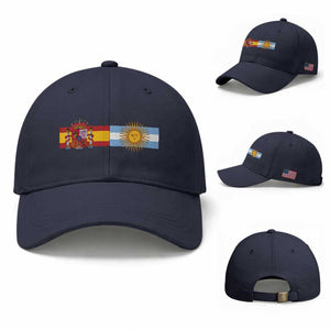 Spain Argentina Dual Flag Graphic Baseball Cap Mixed Roots Spanish Argentine Heritage Pride Match Day