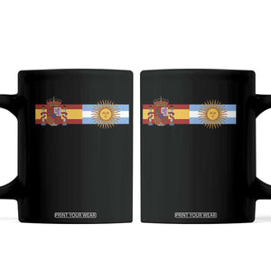 Spain Argentina Dual Flag Graphic Coffee Mug Mixed Roots Spanish Argentine Heritage Pride Match Day
