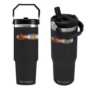 Spain Argentina Dual Flag Graphic Flip Straw Tumbler Mixed Roots Spanish Argentine Heritage Pride Match Day
