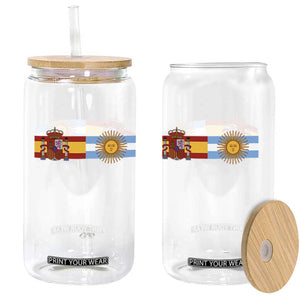 Spain Argentina Dual Flag Graphic Glass Can Mixed Roots Spanish Argentine Heritage Pride Match Day