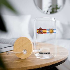 Spain Argentina Dual Flag Graphic Glass Can Mixed Roots Spanish Argentine Heritage Pride Match Day