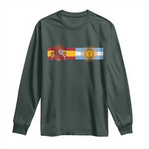 Spain Argentina Dual Flag Graphic Long Sleeve Shirt Mixed Roots Spanish Argentine Heritage Pride Match Day