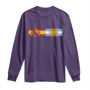 Spain Argentina Dual Flag Graphic Long Sleeve Shirt Mixed Roots Spanish Argentine Heritage Pride Match Day