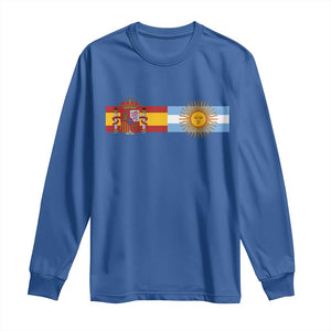 Spain Argentina Dual Flag Graphic Long Sleeve Shirt Mixed Roots Spanish Argentine Heritage Pride Match Day