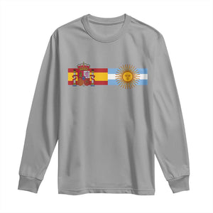 Spain Argentina Dual Flag Graphic Long Sleeve Shirt Mixed Roots Spanish Argentine Heritage Pride Match Day