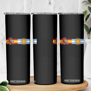 Spain Argentina Dual Flag Graphic Skinny Tumbler Mixed Roots Spanish Argentine Heritage Pride Match Day