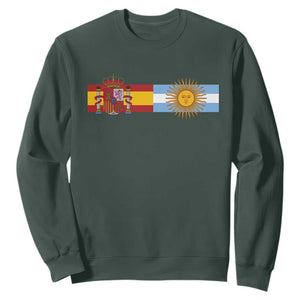 Spain Argentina Dual Flag Graphic Sweatshirt Mixed Roots Spanish Argentine Heritage Pride Match Day