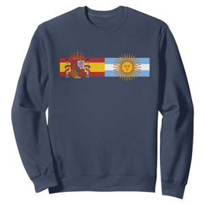Spain Argentina Dual Flag Graphic Sweatshirt Mixed Roots Spanish Argentine Heritage Pride Match Day