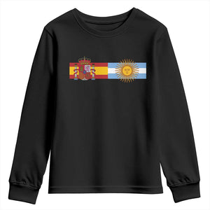 Spain Argentina Dual Flag Graphic Youth Sweatshirt Mixed Roots Spanish Argentine Heritage Pride Match Day