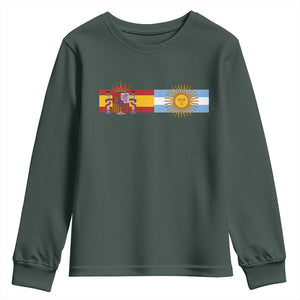 Spain Argentina Dual Flag Graphic Youth Sweatshirt Mixed Roots Spanish Argentine Heritage Pride Match Day