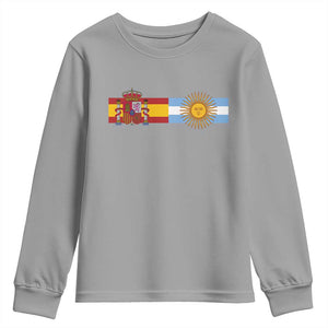 Spain Argentina Dual Flag Graphic Youth Sweatshirt Mixed Roots Spanish Argentine Heritage Pride Match Day