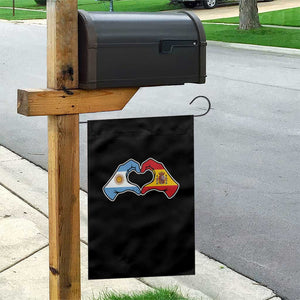 Argentina Spain Flag Heart Hands Graphic Garden Flag Argentine Spanish Mixed Roots Pride Dual Heritage Match Day