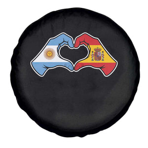 Argentina Spain Flag Heart Hands Graphic Spare Tire Cover Argentine Spanish Mixed Roots Pride Dual Heritage Match Day