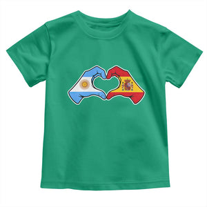 Argentina Spain Flag Heart Hands Graphic Toddler T Shirt Argentine Spanish Mixed Roots Pride Dual Heritage Match Day