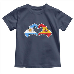 Argentina Spain Flag Heart Hands Graphic Toddler T Shirt Argentine Spanish Mixed Roots Pride Dual Heritage Match Day