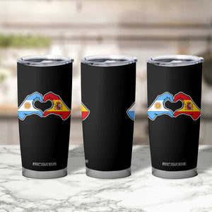 Argentina Spain Flag Heart Hands Graphic Tumbler Cup Argentine Spanish Mixed Roots Pride Dual Heritage Match Day