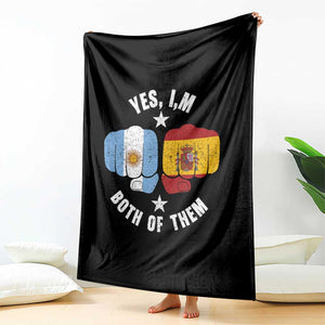 Yes Im Both Of Them Argentina Spain Fist Bump Graphic Throw Blanket Proud Spanish Argentine Dual Heritage Pride Match Day