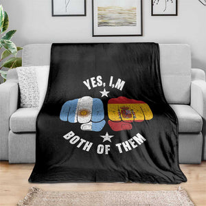 Yes Im Both Of Them Argentina Spain Fist Bump Graphic Throw Blanket Proud Spanish Argentine Dual Heritage Pride Match Day
