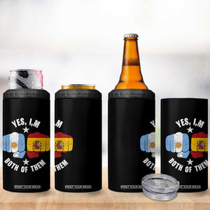 Yes Im Both Of Them Argentina Spain Fist Bump Graphic 4 in 1 Can Cooler Tumbler Proud Spanish Argentine Dual Heritage Pride Match Day