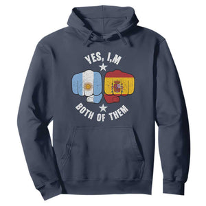Yes Im Both Of Them Argentina Spain Fist Bump Graphic Hoodie Proud Spanish Argentine Dual Heritage Pride Match Day