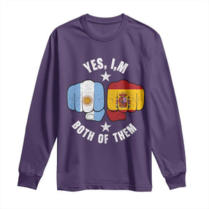 Yes Im Both Of Them Argentina Spain Fist Bump Graphic Long Sleeve Shirt Proud Spanish Argentine Dual Heritage Pride Match Day