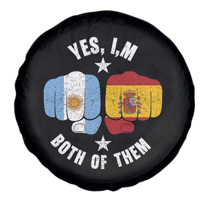 Yes Im Both Of Them Argentina Spain Fist Bump Graphic Spare Tire Cover Proud Spanish Argentine Dual Heritage Pride Match Day